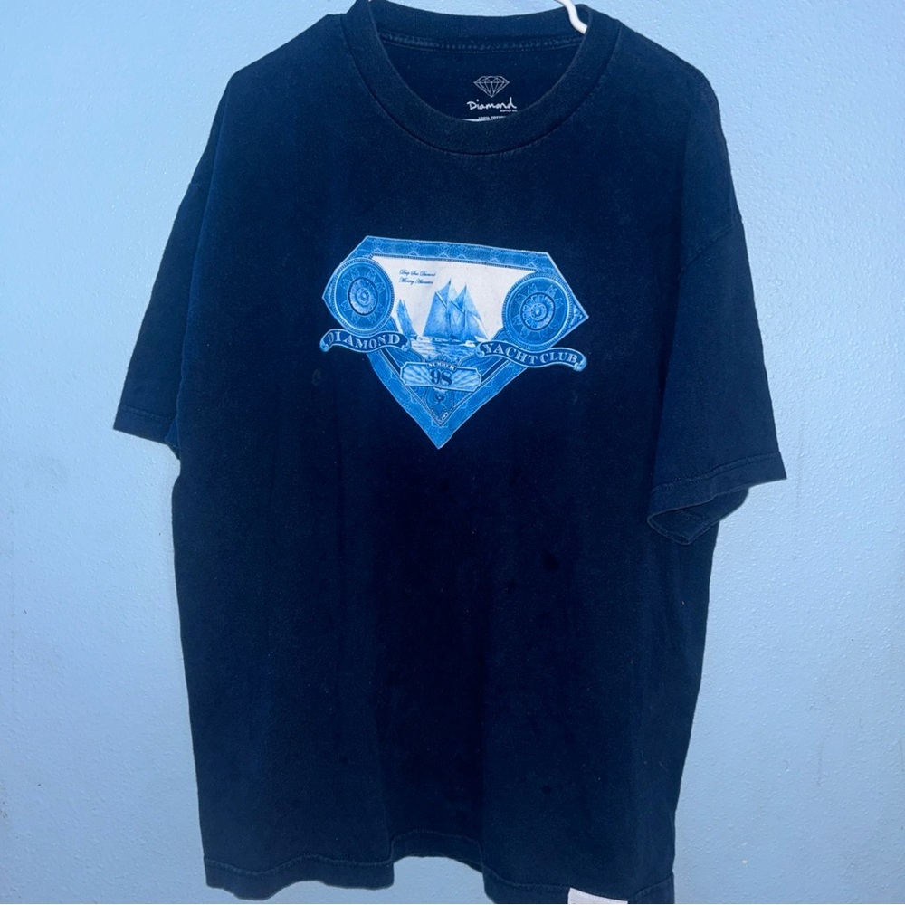 Diamond Supply Co. Yacht Club Black and Blue Short Sleeve Tee